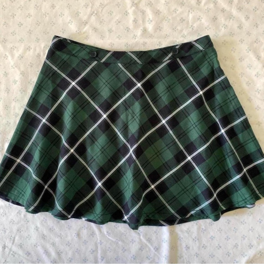 Vintage TRIPP NYC Plaid Green and Black Women's Skirt Size S